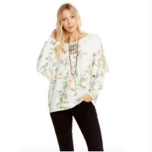 CHASER Love Knit Ruffle Tier Dolman Soft Sweater M NWOT - Picture 2 of 7